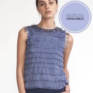 Cynthia Rowley Silk Fringe Tank